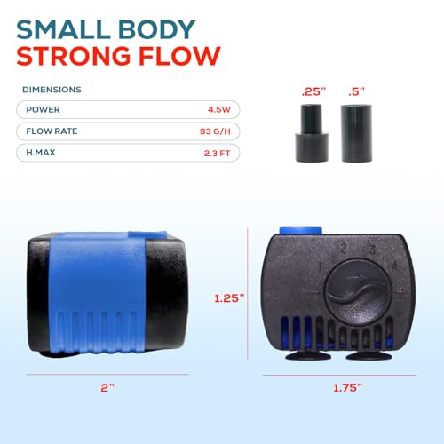 Image of Aqua Dream 90 GPH Submersible Pump(300 /H,2.5W) Ultra Quiet Adjustable Water Pump for Pond,Aquarium,Fish Tank,Fountain,Hydroponics,Statuary - 3 Pcs