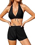 【Einzigartiges Design Bikini Oberteil】: Bikini damen push up ist einzigartig im Design, mit sexy Hals Bikini Top und niedlicher Schleife, modisch und charmant. Bikinis für damen, geknotet im Rücken und Nacken, einstellbar, bietet Ihnen den besten Komfort. Abnehmbare weiche Polsterung, keine Unterwäsche, bikini push up , um zusätzliche Unterstützung und Form zu bieten.