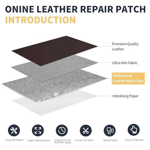 ONine Leather Repair Patch，Leather Repair Tape, 3 x 60 inches Leather Repair Patch for Furniture,Vinyl Repair Kit，Leather Couch Patch，for Sofas, Furniture, Car Seats, Office Chairs(Dark Reddish Brown) - Thumbnail 3