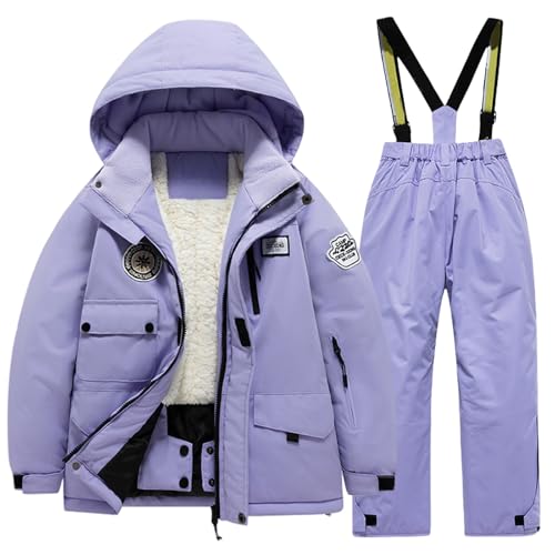 Kids Snowsuit for Boys Girls Children Winter Hooded Puffer Down Jackets Bib Pants Set Windproof Ski Suit Warm Outfits