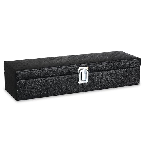 Image of LEDO Luxury Watch Storage Box, 6-Slot Watch Display Case Organizer with Metal Clasp, Black PU Leather, Black Interior