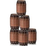 JOINSI 6PCS Wooden Wine Barrel Decor Boxes Western Cowboy Party Decorations Fake Pirate Barrel Boxes Decor Photo Booth Props for Birthday Fall Harvest Halloween