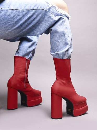 Image of SilverArrow Classy Trendy Comfortable ankel Length Block Heel Zipper Boots for Womens & Girls