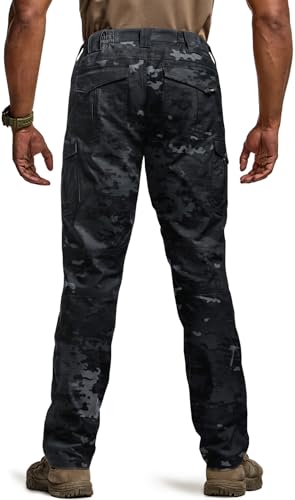 Image of CQR Men's Flex Ripstop Tactical Pants, Water Resistant Stretch Cargo Pants, Lightweight EDC Hiking Work Pants
