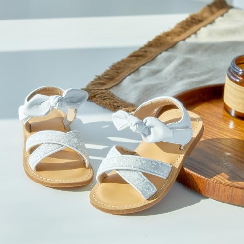 Image of Kolan Toddler Girl Sandals Open Toe Flat Princess Dress Shoes Little Kids