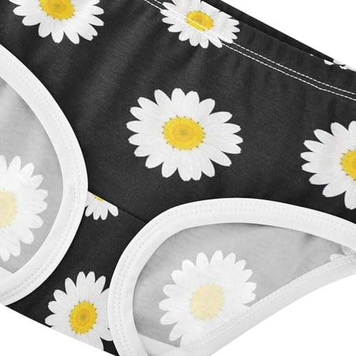 White Daisies Floral Black Toddler Underwear Floral 2t Cotton Cute Panties Girl Animal Undies Kids Briefs4