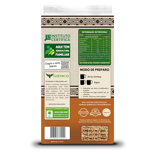 Umbuy Orgânicos Arroz Integral Orgânico Umbuy 1Kg Arroz Orgânico Integral Grão Longo Marrom Natural