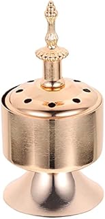 SOIMISS Arabian Incense Burner Golden Iron Incense Holder Decorative Frankincense Resin Burner with Lid Desktop Censer Decor for Bakhoor Oud Incense Sticks