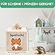 Holzwurm Spardose Kinder Holz - hochwertiges Sparschwein Baby für Jungen und Mädchen, Kinderspardose Sparfuchs, Geschenk zur Geburt oder Taufe