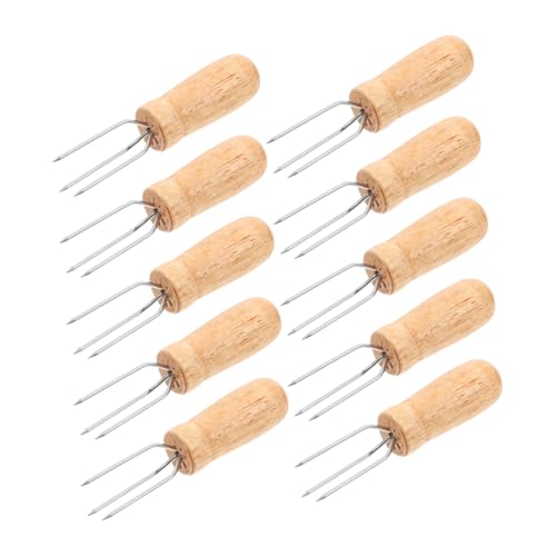 TOYANDONA 10pièces Fourchettes Acier pour avec Poignées Supports pour Épis De Brochettes Et Fruits pour Barbecue Et Pique-