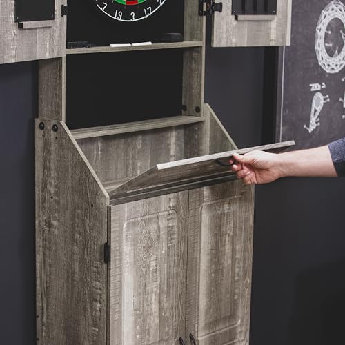 Accudart Dartboard Set with LED Cabinet, 2 Scoring Chalkboards, Chalk, Eraser and 6 Darts