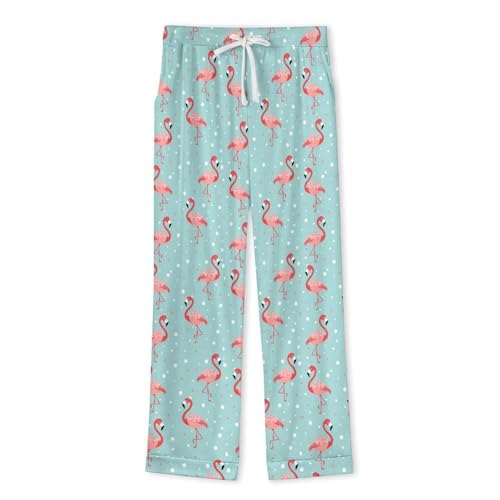 Cute Flamingo Men Pajamas Set Sleepwear Long Sleeve Pajama Tops And Pants Loungewear PJS4