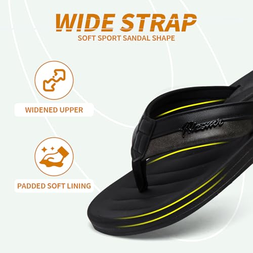 Image of Men's Flip Flops Sandal Casual Comfortable Outdoor Thong Sandals for Men Summer Beach Slides Lightweight Non-Slip Shoes with Soft Cushion Arch Support