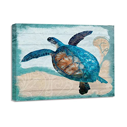 Toile océan et crabe pour salle de bain : cadre déco marine moderne au style bord de mer
