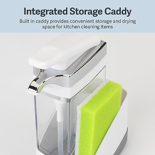 Image of Casabella Sink Sider Solo Soap Pump and Sponge Caddy for Kitchen Sinks, Kitchen Sink Organizer Sponge Caddy and Soap Pump Combo, White (Pack of 6)
