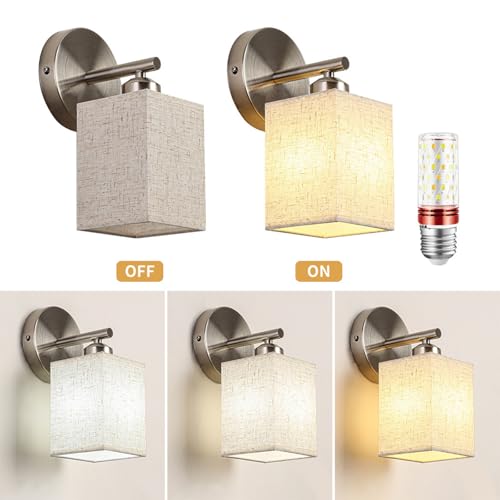 Aplique de pared vintage de 4 cabezales con luz difusa por pantalla de tela 3