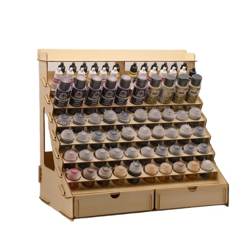Sokipa Craft Paint Storage-Modular Paint Organizer - Holds 74 Bottles of Paints, 14 Brushes, 2 Cabinets, and 6 Miniature Stands - Art Tool Storage Rack for Miniature Paint Set