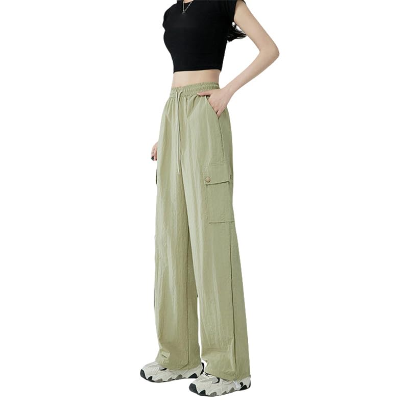 Pantalon cargo large femme taille haute style américain sport automne
