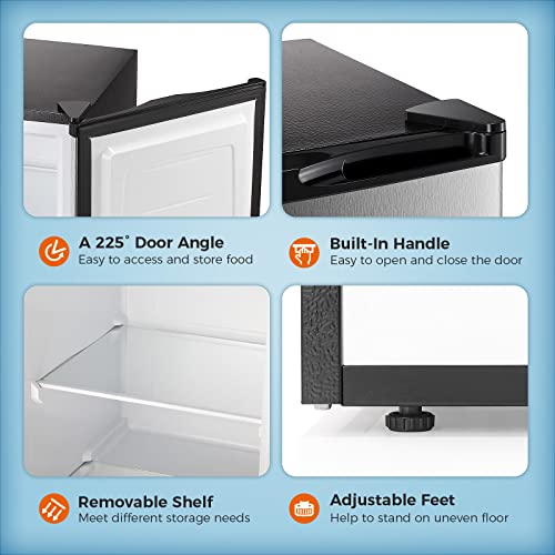 Kismile Upright Freezer,3.0 Cu.ft Mini Freezer with Reversible Single Door,Removable Shelves,Small Freezer with Adjustable Thermostat for Home/Dorms/Apartment/Office (Black)