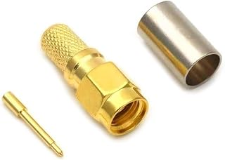 BYNNIX 1PC LMR240 SMA Male Connector SMA Male Crimp for LMR240 Coaxial Cable Jumper Brass Gold Plated Male SMA Connector