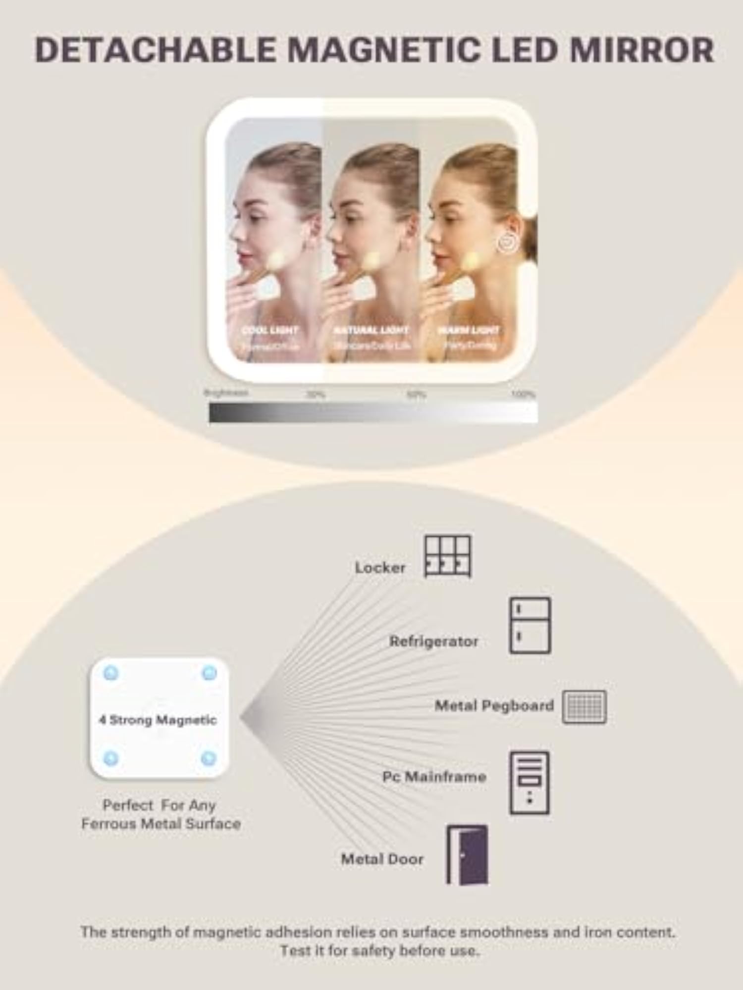 Makeup Box with Drawer and Detachable Lighted Mirror