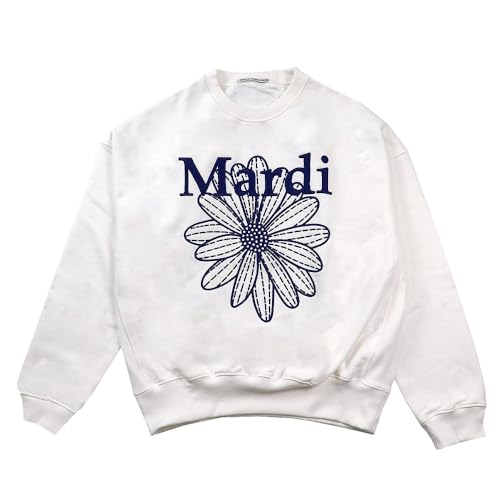 マルディメクルディ Mardi Mercredi スウェット トレーナー SWEATSHIRT FLOWERMARDI NEEDLEWORK_WHITE NAVY 長袖 レディース 韓国 ファッション アパレル トップス 刺繍 ロゴ [並行輸入品]