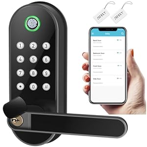 Sifely Keypad Keyless Entry Door Lock with Handle – Fingerprint Smart Door Lock – Code Passcode Smart Lock with Handle – Front Door Handle Lock – Door Knob – Door Lever – Deadbolt Lock Alternatives