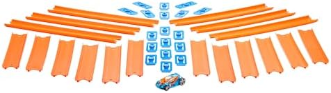 Hot Wheels Toy Car Straight Track Set with 37 Component Building Parts & 1:64 Scale Vehicle - 3