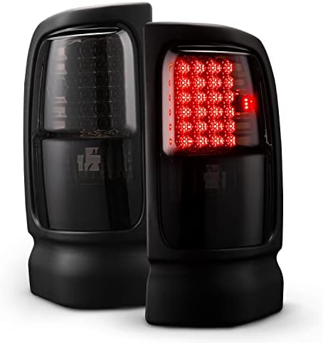 HAKA TOUGH LED Tail Lights Compatible with 1994-2001 Dodge Ram 1500 2500 3500 Tail Light Assembly Black Housing Smoke Lens Pickup Truck Tail Lamps Accessories, Left + Right