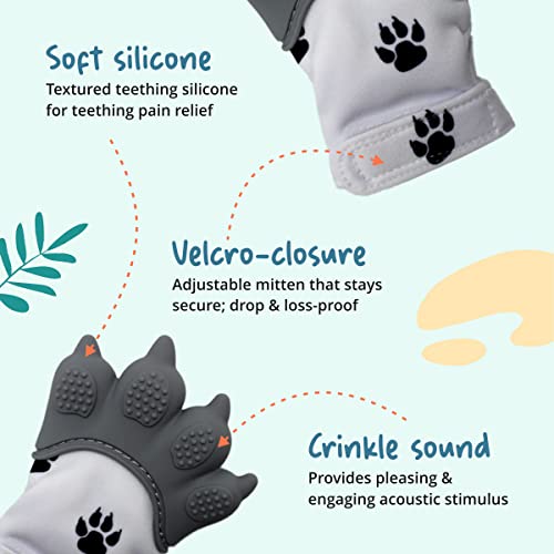 Baby Teething Mitten: Realistic Paw Shape, Soft Silicone, Provides Sensory Stimulation And Soothes Gums. #TOP2