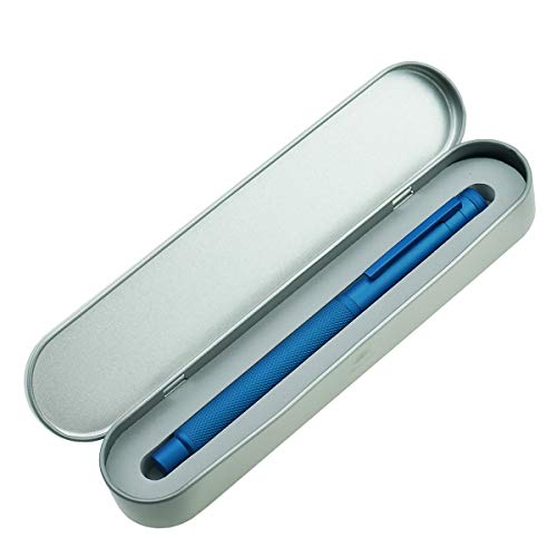 Image of Asvine Blue Forest Fountain Pen Fude Pen Bent Nib, Classic Design with Converter and Metal Pen Case, The Light of Hope Serise
