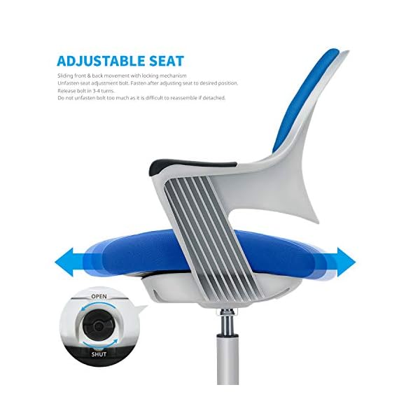 Kids desk chair ergonomic design with footrest height adjustable seat comfy study cushion computer task chair smooth rolling wheels for student and children ocean blue  urban country home decor