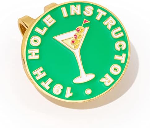 Birdie Girl Womens Golf 19th Hole Instructor Green and Gold Women's Golf Ball Marker with Hat Clip for Women, Best Golf Gift and Golf Accessories for Women, Magnetic Golf Ball Marker Hat Clip,