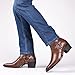 Men's Leather Chunky Heel Dress Chelsea Boots with Belt Buckle Fashion Classic Cap Toe Side Zipper Block High Heels High Top Formal Oxford Shoes Casual Business Chukka Booties (Brown,12.5)