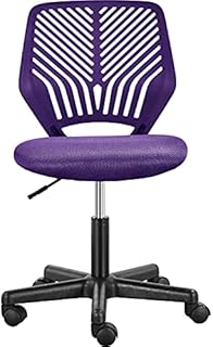 Yaheetech Purple Computer Chair Modern Desk Chair Armless Mesh Office Chair with Back Support and Wheels for Students Study or Home Work