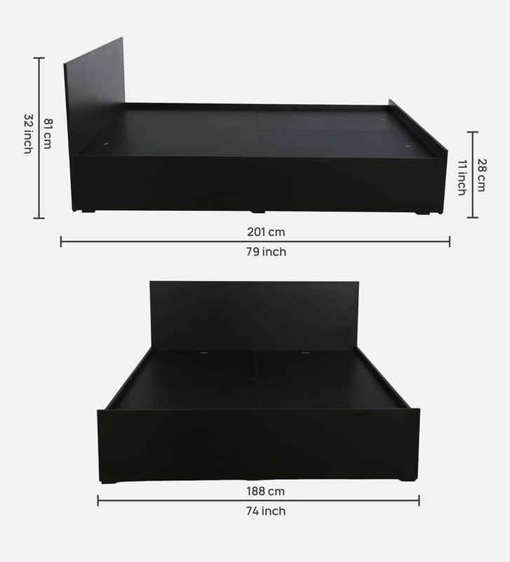 Image of Mintwud Pepperfry Engineered Wood King Size Bed with Box Storage | Wooden Double Bed Cot Palang Furniture for Bedroom Living Room Home Hotel (Wenge Finish)
