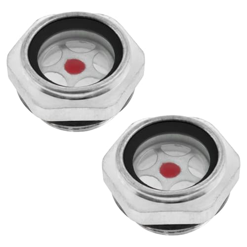 Lovelysp 2PCS G3/4" air compressor oil sight glass aluminum alloy hexagonal sight tool sight glass oil tank gauge male thread for pump air compressor parts