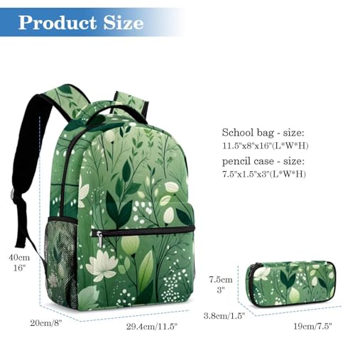 Sacs à dos de jour étudiant imprimé fleurs vert et multicolore - 2