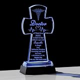 Regalo de agradecimiento al Dr. para hombres y mujeres, cruz de cristal, regalo único de agradecimiento al médico con LED, regalo de jubilación para el buen doctor Dr