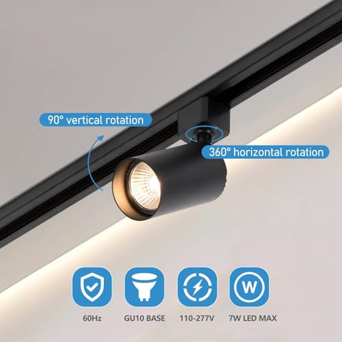 Hiiglxii 12 Lights LED Track Lighting Kit with 13FT H Track Lighting Rails & Floating Canopy Connector, GU10 Track Light Kit Modern Kitchen Track Lighting Fixtures Ceiling Spot Light, Black - No Bulbs - Thumbnail 7