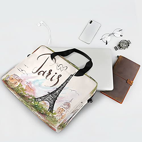 Eiffel Tower Paris Laptop Messenger Bag Case Sleeve Crossbody Briefcase For Men Women With Shoulder Strap Handle 13 14 15.6 Inch #TOP4