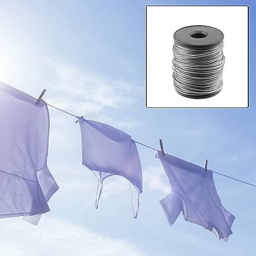 NAMYEUT 50m x 1,5mm Edelstahlseil, Drahtseil Edelstahl, Stahlseil Ummantelt 1,5mm mit 40 Aluminiumhülsen, 7 x 7 Stränge Edelstahldraht zum Aufhängen von Bilderrahmen, Foto, Gemälden, Spiegeln