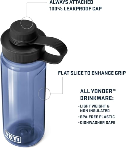Image of YETI Yonder Water Bottle with Yonder Tether Cap, Lightweight, Leakproof and BPA-Free