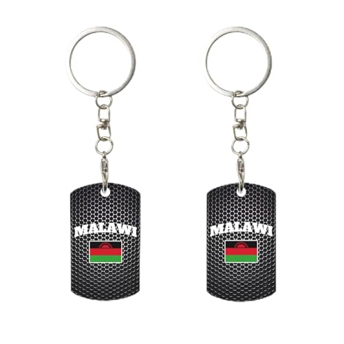 Porte-clés rectangulaire personnalisé en métal avec drapeau du Malawi, pour la maison, le bureau et la moto