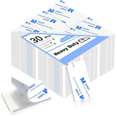 30Pcs Double Sided Adhesive Pads,Heavy Duty Mounting Tape,(1.97x1.18inch ,3mm)Thickness Pre-Cut Foam Tape,Super-Sticky White Strong Pads Rectangle Shape Waterproof for Walls Picture, Car, Home, Office