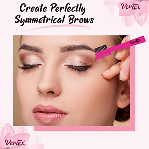 Eyebrow Brush Pencil Comb Kit - Duo Spoolie Thin Angled Real Firm Bristles Filling Blending Definer Techniques For Tint Powder Brow Pomade Gel Makeup Combing Eye Lashes To Shape Eyelashes Growth Contour Conceal Acrched Brows Trimmer Eyeliner Stencil #TOP5