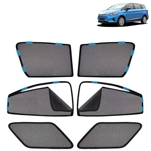 Image of KINGSWAY Car Sun Shade Curtains Only Compatible with BYD E6 (2021 to 2024) | Front Window in Half Cut and Rear in Zipper (Magnetic) | UV & Heat Protection | Pack of 6 Pcs