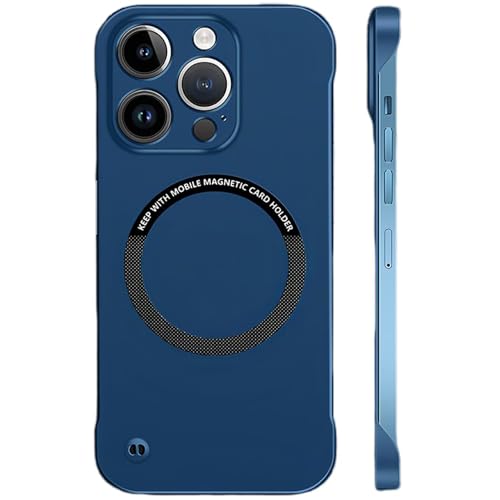 Genérico Frameless Matte Ultra Thin Magnetic Case for iPhone, Ultra Thin Hard PC Magnetic Frameless Phone Case for iPhone 16 15 14 13 12 11 Pro MAX Plus (Blue,16 Pro)