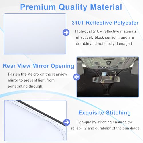 Windshield Sun Shade for 2022-2026 Refreshed Chevy Silverado 1500/GMC Sierra 1500, 2024-2026 Silverado/Sierra 2500HD 3500HD Front Windshiled Sun Visor UV Protection Foldable Sunshade by PIMCAR - Image 7