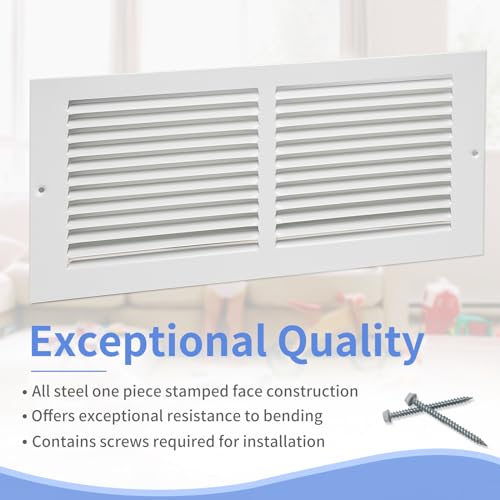 Howeall 14"W x 6"H [Duct Opening Size] Steel Return Air Grille, Air Return Vent Cover for Ceiling and Sidewall - HVAC Air Vent Covers - [Outer Dimensions: 15.75"W x 7.75"H] by Howeall - Used condition - Image 2